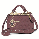 Women'S Handbag Quilted Handbag Studded Handbag Black Handbag Gold Toned - Khaki - Size 25-13-16 V1347-945-61558-KHK-25-13-16