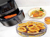 3pcs Air Fryer Basket Rack Stainless Steel Compartment, silver V1237-ZY-506-0414
