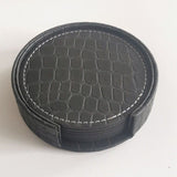 Coasters for Drinks - Set of 6 Absorbent Leather Coasters with Coaster Holder, Perfect for Coffee V1370-AZ4-02039