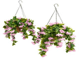 Artificial Violet UV Resistant Potted Plant 2 Pack, Faux Violet Flowers in Planters for Outdoor V1192-AZ-W-34051