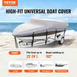 Boat Cover 600D Waterproof 23-24 ft Boat Cover V-Hull Tri-Hull Runabout V952-TYCZ600D2324S51Q4V0