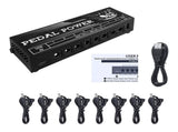 8 Output Guitar Pedal Supply with Type C Input, Side USB Port and Metal Housing, Pedalboard V1366-AZ2-W-16963