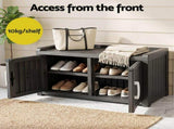 Outdoor Storage Box Bench Shoe Cabinet with Shelf Resin 81cm Black ODF-OSB-CAB-PP-BK