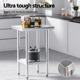 Cefito Stainless Steel Kitchen Benches Work Bench 610x457mm 430 SSKB-430S-24-18