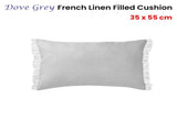 Vintage Design Homewares Dove Grey French Linen Filled Cushion Oblong - 35cm x 55cm V442-HIN-CUSHION-FRENCHLINEN-DOVEGREY-RE