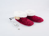Cozy Wine-Red USB Heated Foot Warmer Boots with Plush Fleece Lining, Adjustable Temperature & Timer, V1341-ZY-4DFHTLRV-RED