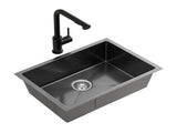Cefito Stainless Steel Sink 30x45CM With Pull Out Mixer Tap Kitchen Basin Single Bowl Black SINK-BLACK-3045-48
