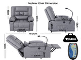Artiss Power Lift Recliner Chair Massage and Heat for Elderly, Electric Sofa Reclining Chair RECLINER-A23-PU-GY-AB