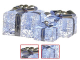 Christabelle Set of 3 Christmas Gift Boxes Display With Lights Jewelled Wire and Silver Bows 112_MHA520