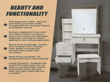 Dressing Table LED Makeup Mirror Stool Set Vanity Desk With Drawer Lighted V63-952301