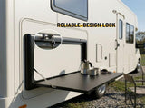 Folding Caravan Table Lockable Space-Saving Portable Table for Camper, Motorhome & RV, 25kg V1181-AT006-BK