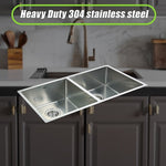 865x440mm Handmade Stainless Steel Undermount / Topmount Kitchen Sink with Waste V63-819493