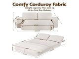 Artiss Convertible Folding Sofa Bed 30D High-Density Foam Boneless Couch with Corduroy Sleeper Couch SBED-E-FLD04-2S-BG