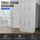 FORTIA 6 Door Metal Storage Cabinet Lockers for Gym Office - Grey V219-STLFOA6DGY