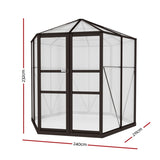 Greenfingers Greenhouse 2.4x2.1x2.32M Aluminium Polycarbonate Green House Garden Shed GH-ALU-C-240X211X232-AB