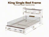 Artiss King Single Bed Frame with Storage Bookcase Headboard and Footboard, White WBED-F-LYMES-KS-WH-AB