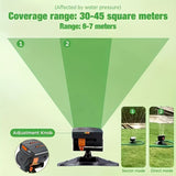1 garden sprinkler with 16 nozzles, 180&deg rotating adjustable head, automatic irrigation system, wide V1102-HEPT-001