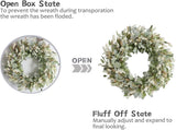 24 Inch Summer Spring Ivory Flowers Wreath for Front Door, Everyday Lamb Ears Leaves Wreath with V1258-DP02-C-2642