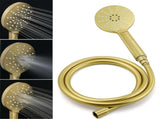 Brushed Gold 2in1 Round Large 12" Rain Shower Head 3 Mode Handheld Wall Arm Bath Mixer V1233-A703GHR002M4CGKSR112GKCR201BG