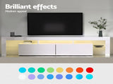 Artiss LED TV Unit & Coffee Table Set Storage Cabinet White FUR-TV-COF-LED-WH