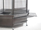 YES4PETS 161 cm XL Corner Bird Cage Pet Parrot Aviary Perch Castor Wheel Stand Black Silver V278-B075-XL-161CM