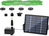 SolarPowered Bird Bath Fountain Pump, 6 Spray Nozzles, 3 m Long Power Cord, 11CM Solar Panel for V1189-LC-HW-00141