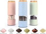 2 Pack Electric Salt and Pepper Grinder Set with LED Light Adjustable Coarseness for Kitchen and V1237-ZY-924-215
