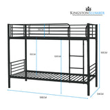 Kingston Slumber 2in1 Single Metal Bunk Bed Frame, with Modular Design, Dark Matte Grey V219-BEDSBBKS01MA
