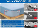 Bed Sheet Holder Clips for Thin Sheets, Grey, Secure Fit Fasteners V1263-JX-3898