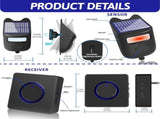 Solar Wireless Driveway Alarm Outdoor Weather-Resistant Motion Sensor Detector Doorbell Chime, DIY V1192-AZ-W-2923