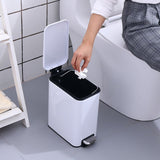 Small Trash Can with Lid,Rectangular Trash Can for Bathroom,Bedroom,Office,Garbage Can with Foot V1366-AZ2-W-03543