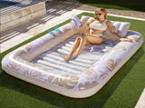 180x118CM Gold Deluxe Inflatable Suntan Tub & Floating Pool Lounger with Dual Integrated Cup Holders V888-ELOSUNG45717