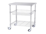Kitchen Utility Cart, 3 Tiers, Wire Rolling Cart with 213kg Capacity, Steel Service Cart on Wheels, V952-LLCFTCCB20X24IGJ4V0