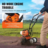 Tiller Cultivator Gas Powered, 43CC 2-Stroke Garden Cultivator, Tiller with 4 Steel Adjustable Front V952-RYGYJ43CCECC62UOPV0