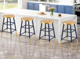 Artiss 4x Bar Stools Metal Gold Navy BA-U-5005-NAGDX4
