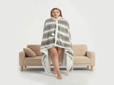 Ramesses Faux Fur Hooded Robe Grey White Stripe V442-KIT-BATHROBE-HOODED-GREYSTRIPE-SH