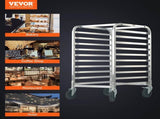 Bun Pan Rack, 10-Tier Commercial Bakery Racks with Brake Wheels, Aluminum Racking Trolley Storage V952-MBPJLZCCHC1058T4RV0