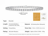 Elegant Moissanite Tennis Bracelet in 925 Sterling Silver with 18K Gold and Rhodium Plating, V1341-ZY-YZ6C88HP-50MM-18CM709IN
