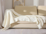 130*230CM Beige Nordic Solid Color Knitted Sofa Throw Blanket with Tassels Waffle Weave Polyester V888-ELOSUNG17037