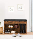 Shoe Storage Bench with Padded Cushion,Flip-Open Storage Box and Adjustable Shelf for Entryway and V178-83171