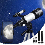 Portable 150X HD Astronomy Telescope with Tripod Optical Outdoor for Kids Adults TELESCOPE-TRI-BAK7-3M-WH