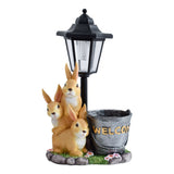 Solar Simulation Rabbit Ornament, charges by day and lights up automatically at night, three rabbits V1232-TZHPD-001