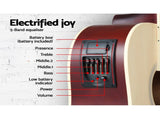 Alpha 41 Inch Acoustic Guitar Equaliser Electric Output Cutaway w/ Stand Wood GUITAR-D-41-EQ-NAT-CAPO