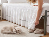Twin XL Dorm Bed Skirt Extra Long Drop Elastic Wrap Around Dust Ruffle White Soft Machine Washable V1369-AZ3-W-11038