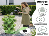 Green Fingers Garden Bed 5 Tier Vertical Garden Grey Strawberry Stackable Planters Herbs Light Green GARDEN-PLASTIC-25L-LGR
