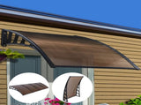 Instahut Window Door Awning Canopy 1.5mx4m Brown Sheet Black Plastic Frame AWN-15X4-BR