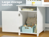 Keezi Kids Table and Chair Set Children Study Play Toys Desk w/ Cabinet Storage FURNI-C-KTC-DESK-WH
