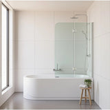 120cm Frameless Glass Bath Screen Wall Channel with Stainless Steel Hinges in Chrome Finish V63-852331