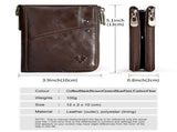 men's genuine leather RFID blocking double zipper coin purse, multiple card slots V1106-918-65153-CAR-M