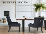 French Provincial Dining Chair Ring Studded Velvet Rubberwood Leg LISSE BLACK V274-FT-VFC-1141-BK1